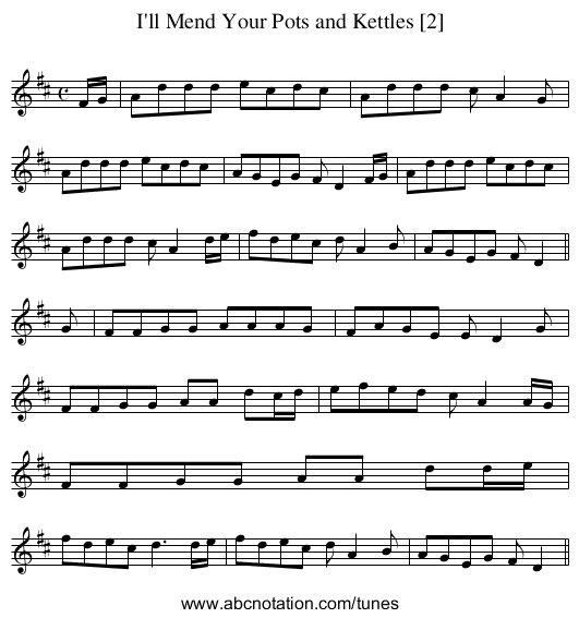 I'll Mend Your Pots and Kettles [2] - staff notation