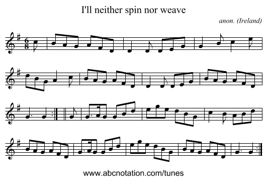 I'll neither spin nor weave - staff notation