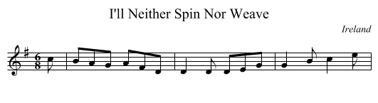 I'll Neither Spin Nor Weave - staff notation