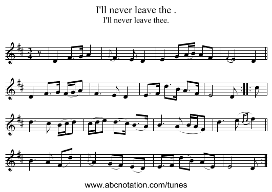 I'll never leave the . - staff notation