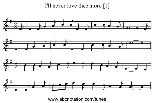 I'll never love thee more [1] - staff notation