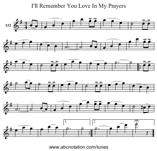 I'll Remember You Love In My Prayers - staff notation