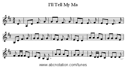I'll Tell My Ma - staff notation