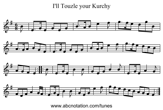 I'll Touzle your Kurchy - staff notation