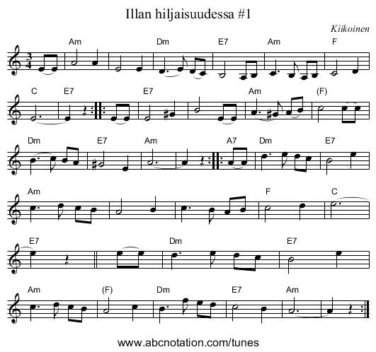 Illan hiljaisuudessa #1 - staff notation