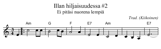 Illan hiljaisuudessa #2 - staff notation