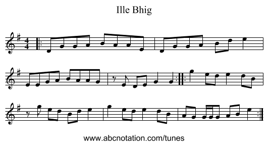 Ille Bhig - staff notation