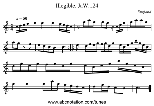 Illegible. JaW.124 - staff notation