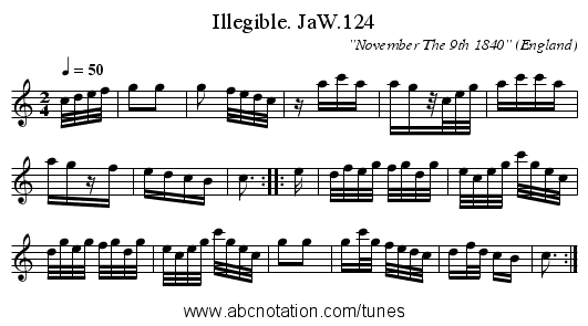 Illegible. JaW.124 - staff notation