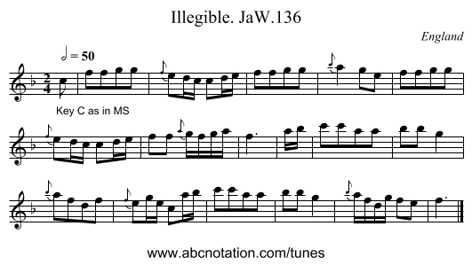 Illegible. JaW.136 - staff notation