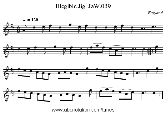Illegible Jig. JaW.039 - staff notation