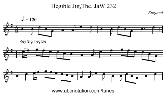 Illegible Jig,The. JaW.232 - staff notation