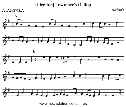 [illegible] Lawrence's Gallop - staff notation