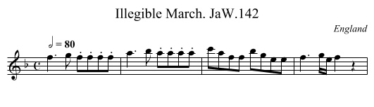 Illegible March. JaW.142 - staff notation