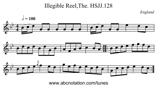 Illegible Reel,The. HSJJ.128 - staff notation