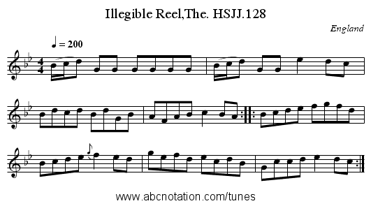 Illegible Reel,The. HSJJ.128 - staff notation