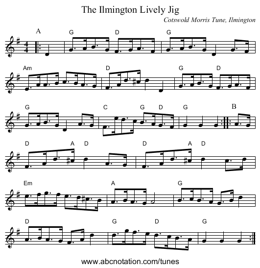 Ilmington Lively Jig, The - staff notation
