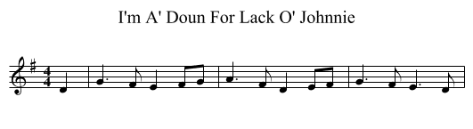 I'm A' Doun For Lack O' Johnnie - staff notation