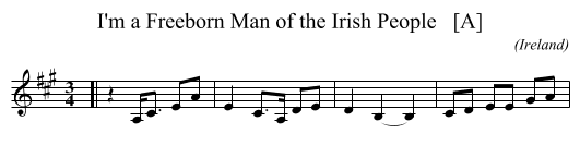 I'm a Freeborn Man of the Irish People   [A] - staff notation