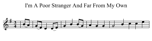I'm A Poor Stranger And Far From My Own - staff notation