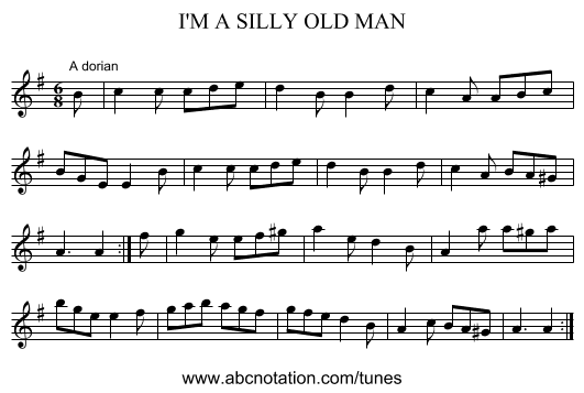 I'M A SILLY OLD MAN - staff notation