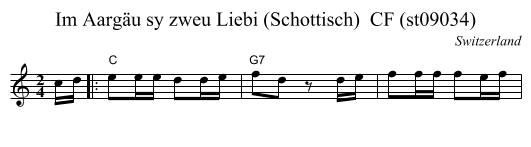 Im Aarg&auml;u sy zweu Liebi (Schottisch)  CF (st09034) - staff notation