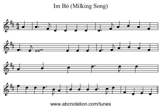 Im Bó (Milking Song) - staff notation