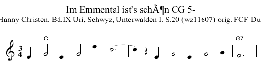 Im Emmental ist's schÃ¶n CG 5- - staff notation