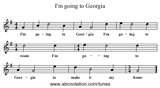 I'm going to Georgia - staff notation