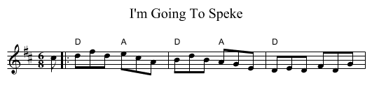 I'm Going To Speke - staff notation