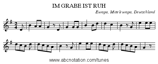 IM GRABE IST RUH - staff notation