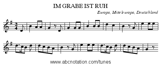 IM GRABE IST RUH - staff notation