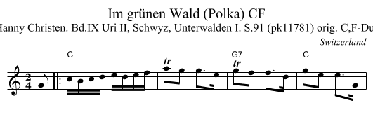 Im gr&uuml;nen Wald (Polka) CF - staff notation
