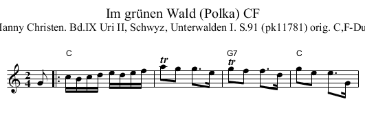 Im gr&uuml;nen Wald (Polka) CF - staff notation