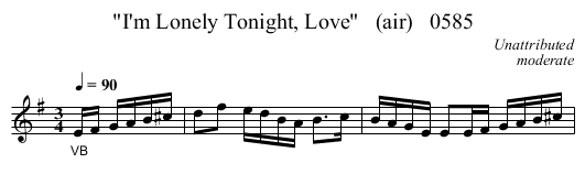 I'm Lonely Tonight, Love   (air)   0585 - staff notation