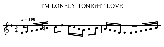 I'M LONELY TONIGHT LOVE - staff notation