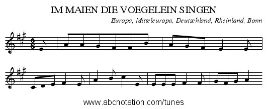 IM MAIEN DIE VOEGELEIN SINGEN - staff notation
