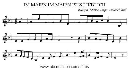 IM MAIEN IM MAIEN ISTS LIEBLICH - staff notation