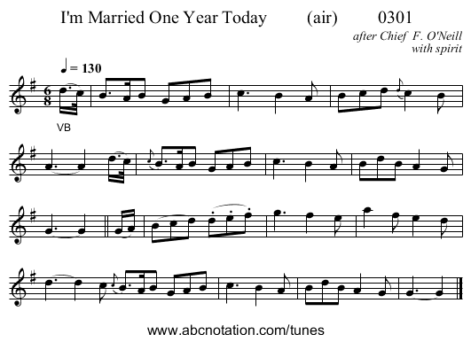 I'm Married One Year Today         (air)         0301 - staff notation