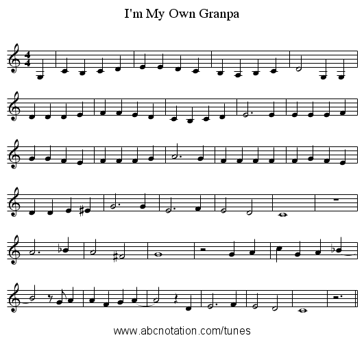 I'm My Own Granpa - staff notation