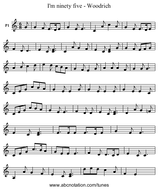 I'm ninety five - Woodrich - staff notation