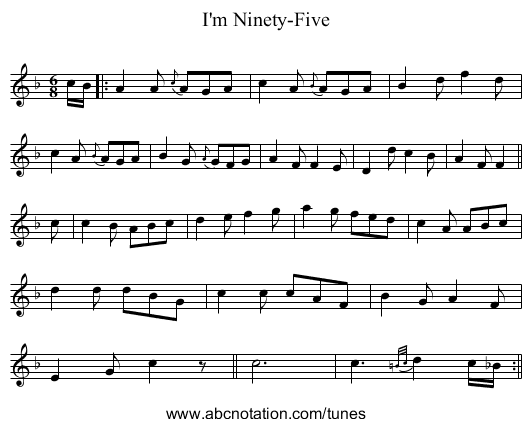 I'm Ninety-Five - staff notation