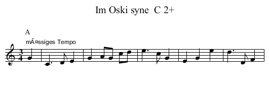 Im Oski syne  C 2+ - staff notation