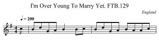 I'm Over Young To Marry Yet. FTB.129 - staff notation