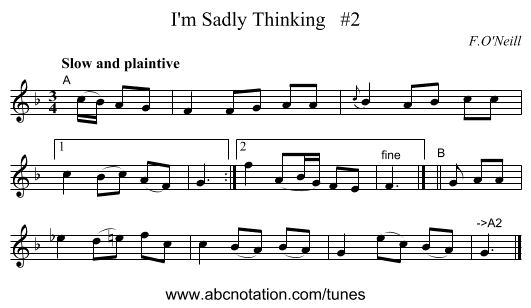 I'm Sadly Thinking   #2 - staff notation