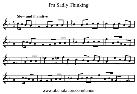 I'm Sadly Thinking - staff notation