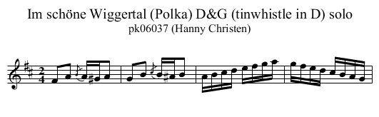 Im sch&ouml;ne Wiggertal (Polka) D&G (tinwhistle in D) solo - staff notation