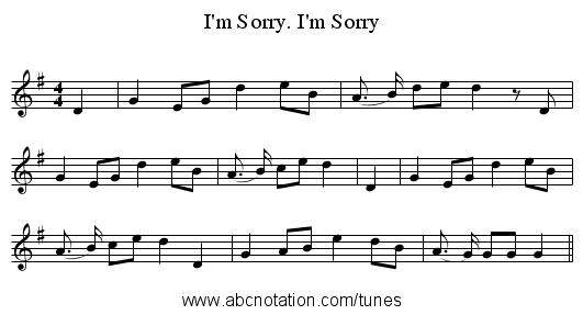 I'm Sorry. I'm Sorry - staff notation