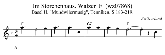Im Storchenhaus. Walzer  F  (wz07868) - staff notation