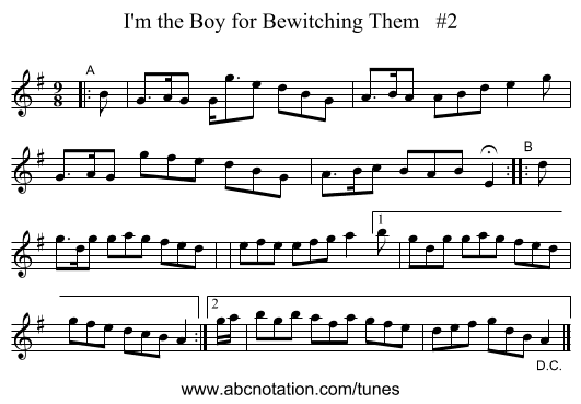 I'm the Boy for Bewitching Them   #2 - staff notation